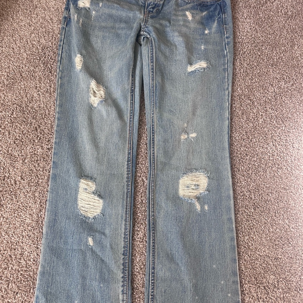Aeropostale Light Blue Distressed Flare Jeans